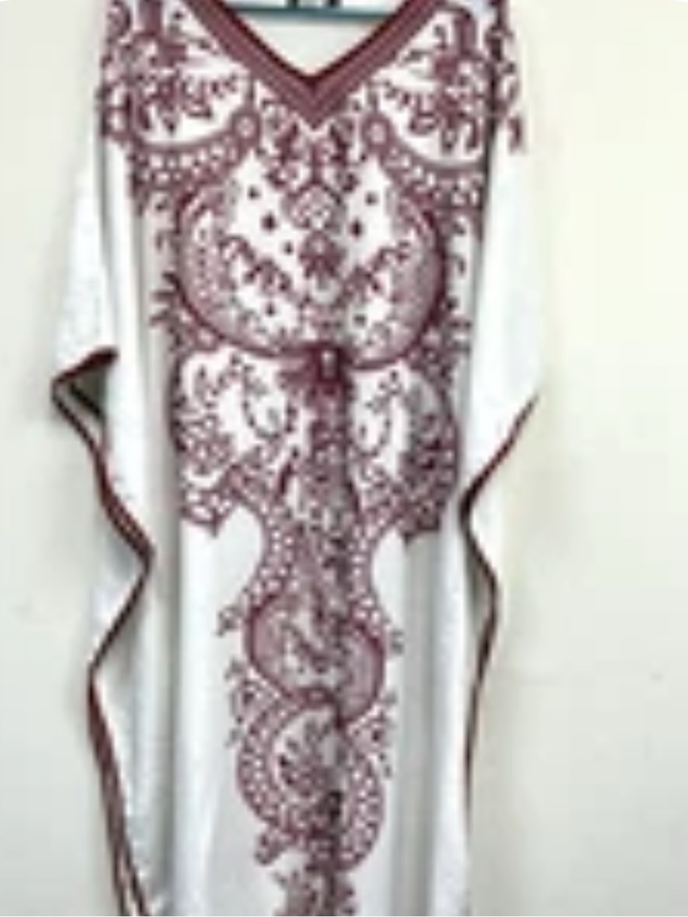 White Red Kaftan Resort Wear Moroccan Bohemian Caftan